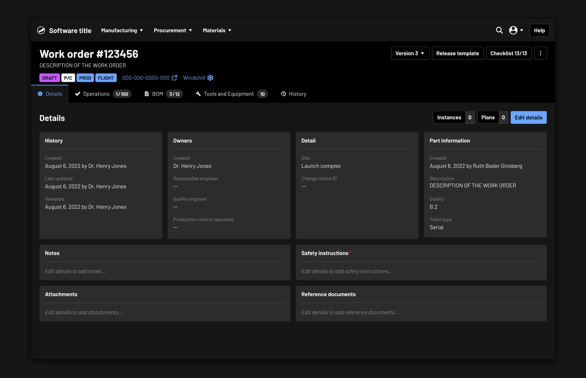 image of software ui information page with dark color scheme